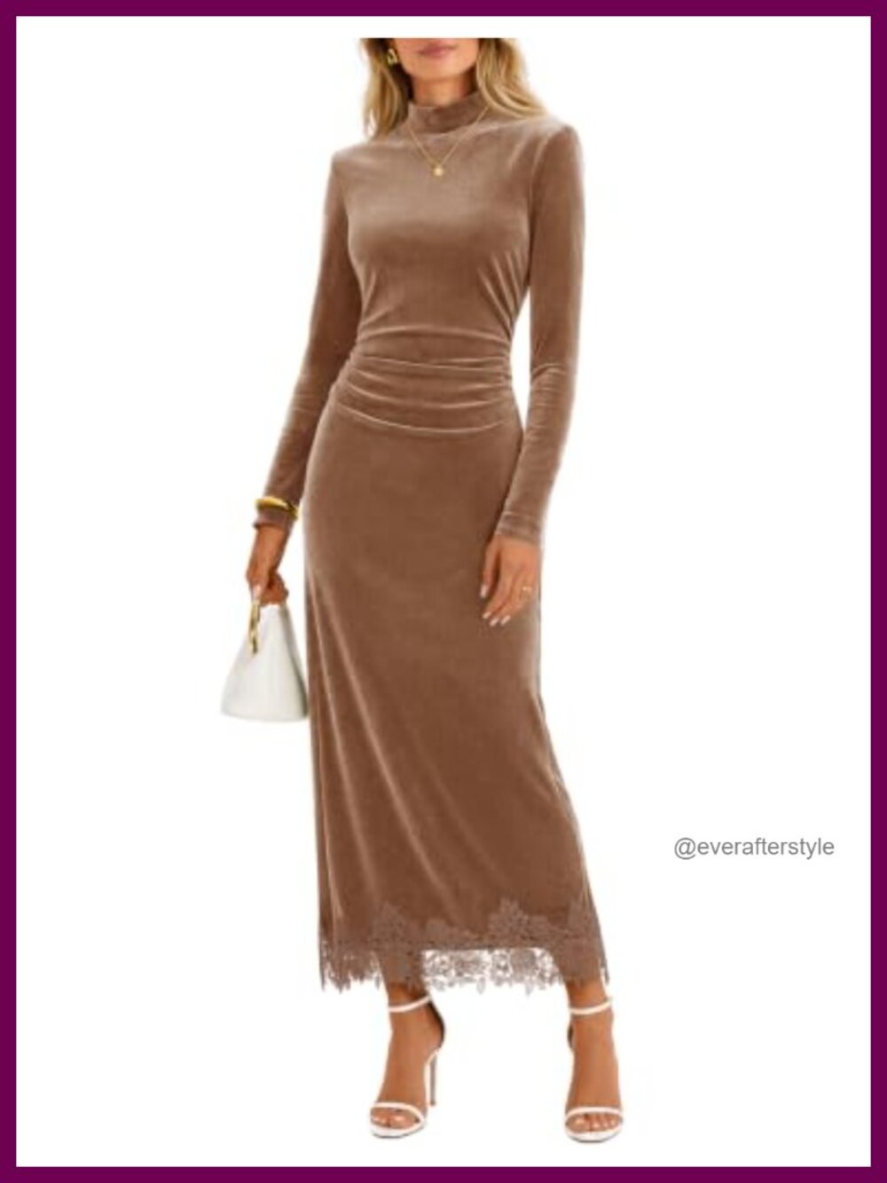 Velvet Lace Maxi Dress Formal Wedding Guest Cocktail Long Sleeve